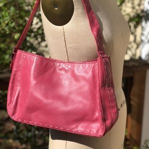 ButteryPink Handbag with White Topstitching